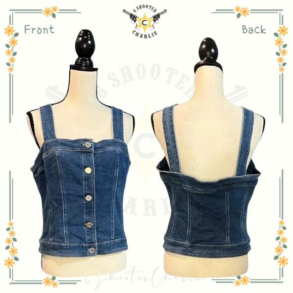 NWT White House Black Market Blue Sleeveless Denim Bodice Top Womens Size 12 - Picture 2 of 9
